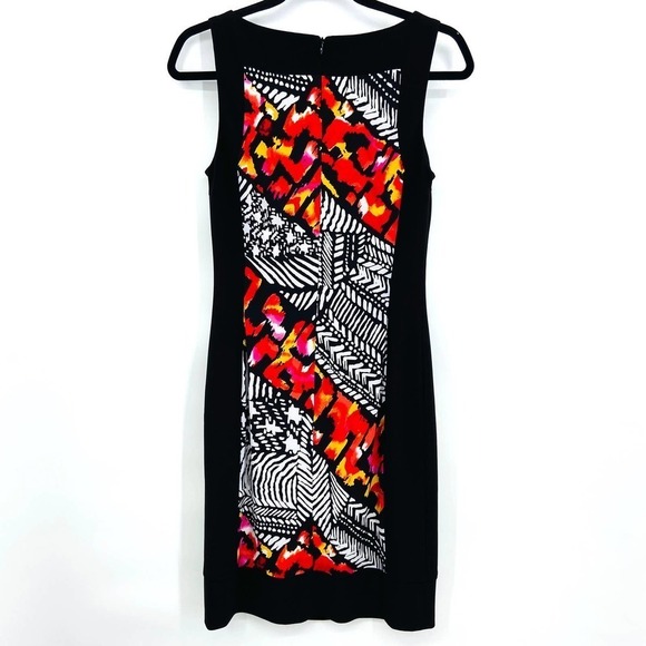 JOSEPH RIBKOFF Black White Red Geometric Design Sleeveless Dress Size 6 - Picture 2 of 6